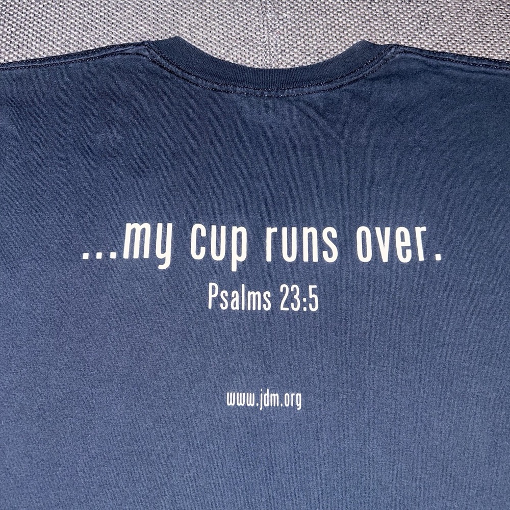Vintage Y2K 'Got Overflow? My Cup Runs Over' Psalms 23:5 Black Jesus T Shirt XL